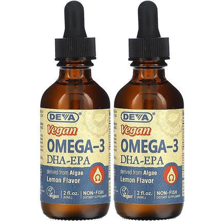 DEVA Vegan Liquid DHA-EPA (Lemon Flavor) 2 Fl. Oz Liquid (Pack of 2)
