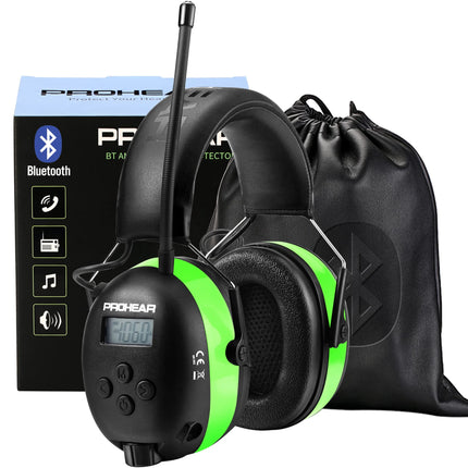 PROHEAR 033 Upgraded 5.4 Bluetooth Hearing Protection AM FM Radio Headphones, Noise Reduction Safety Earmuffs with Rechargeable 1500mAH Battery, 31dB SNR Ear Protector for Mowing Lawn,Gifts for Father