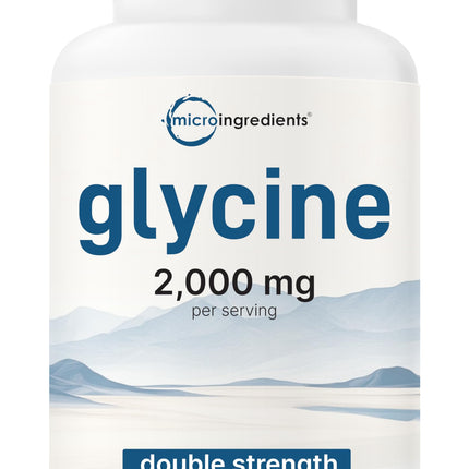 Glycine 2,000mg Per Serving, 240 Veggie Capsules | Free Form | Double Strength Amino Acids | Restful Sleep and Neurotransmitter Support Supplements | Non-GMO, Gluten Free