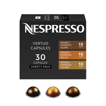 Nespresso Vertuo, Double Espresso Variety Pack, Mixed Roast, 30-Count Pods