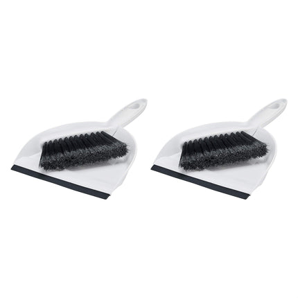 Amazon Basics Small Portable Mini Dustpan and Brush Set for Indoor Outdoor Floor Cleaning, Gray, Pack of 2