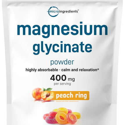 Magnesium Powder, 12oz (56 Servings) | Magnesium Glycinate Powder | Sweet Peach Ring Flavored | Sleep, Muscle, Heart & Nerve Health Support | Easily Absorbed | Non-GMO, Vegan, Sugar Free