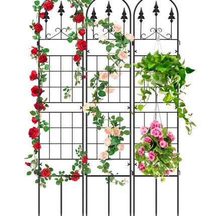 3 Packs Metal Garden Trellis for Climbing Plants (65.3'' x 40'') Rustproof Metal Garden Flower Rose Trellis, Outdoor Climbing Clematis Trellis Cucumbers Support for Courtyards Lawns