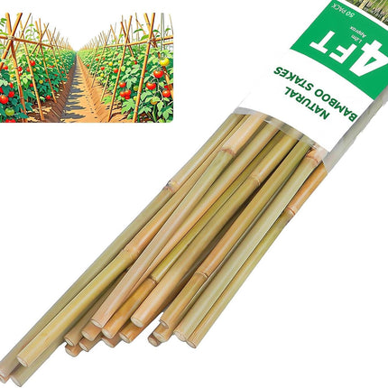 Groovboo Natural Bamboo Plant Stake, （4FT 50Pcs） Sturdy Bamboo Poles, Durable Plant Bamboo Stake, Garden Climbing Plant Bracket.