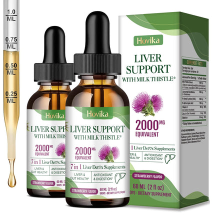 Liver Cleanse Detox & Repair Liver Support Milk Thistle Drops with Glutathione, NAC, ALA, Vitamin C, Zinc & Selenium for Liver Cleanse & Defense, Immune & Skin Support - Strawberry Flavor, 4 Fl Oz