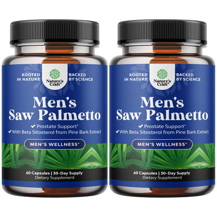 Saw Palmetto for Men with Beta Sitosterol - Saw Palmetto Extract Prostate Support Supplement for Men's Health & Better Bladder Control Plus Restoring Hair Supplement for Hair Health for Men-60ct (2pk)