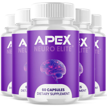 (5 Pack) Apex Neuro Elite Capsules, Apex Neuro Elite Brain Support Pills with Natural Ingredients, Advanced Formula ApexNeuro Maximum Strength Health & Wellness Vitamin for Women & Men (300 Capsules)