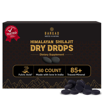 Bargad Shilajit Dry Drops | Natural Energy & Stamina | 100% Authentic Himalayan Shilajit Resin in Dry Form | Supports Vitality, Focus & Detox | No Additives or Fillers | 60 Count