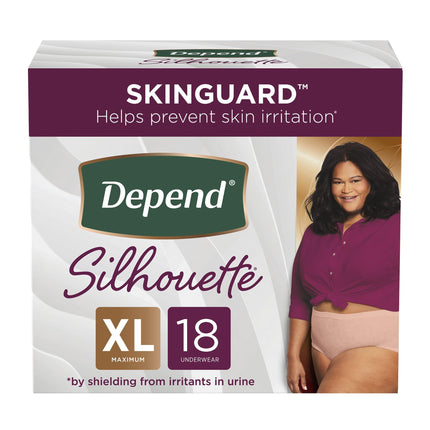 Depend Silhouette Disposable Underwear Female Waistband Style X-Large, 54219, 68, 36 Ct