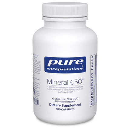 Pure Encapsulations Mineral 650 | Hypoallergenic Combination of Balanced Chelated|Minerals | 180 Capsules
