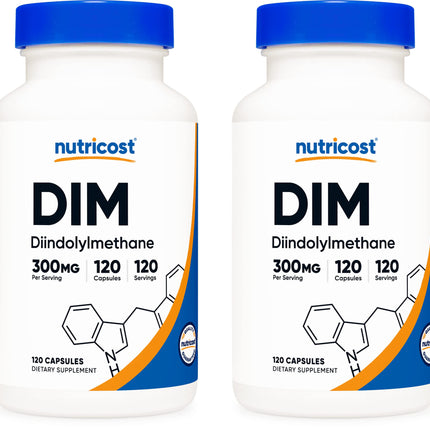 Nutricost DIM (Diindolylmethane) 300mg, 120 Capsules with BioPerine (2 Bottles)
