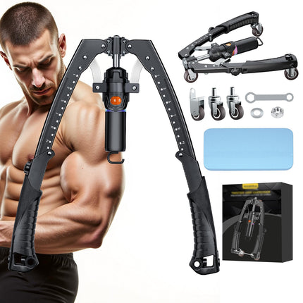 Twister Arm Trainer, 3 in 1 Hydraulic Power Chest Workout Equipment with Ab Roller Wheels and Hooks, Adjustable 22-440lbs Arm Trainer for Men Women, Home Gym Equipment for Full Body Strength Training