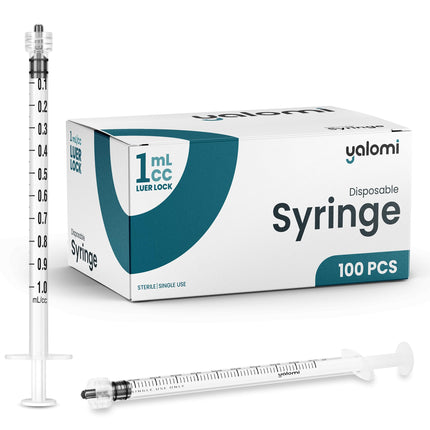 1mL Luer Lock Syringe (No Needle) | 100 Pack | Yalomi