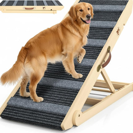 REONEY 𝟮𝟬𝟮𝟲 𝐔𝐩𝐠𝐫𝐚𝐝𝐞𝐝 Dog Ramp, Portable Pet Ramp for Large Small Old Dogs Cats with 7 Adjustable Heights 11" to 26.6", Non-Slip High Traction Ramps for High Bed, Couch, Hold up to 200 LBS