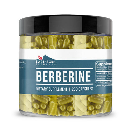 Earthborn Elements Berberine 200 Capsules, Pure & Undiluted, No Additives
