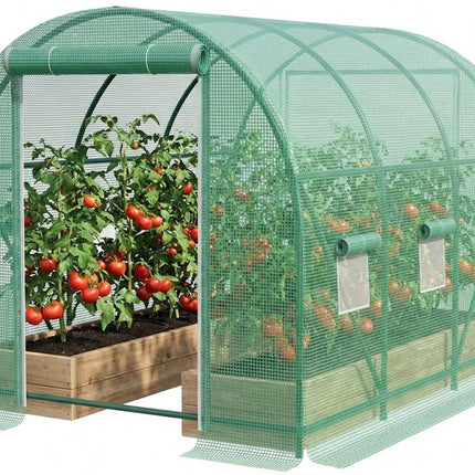 10×7×7 FT Greenhouses for Outdoors Heavy Duty, Large Walk in Green Houses for Outside with 6 Ventilated Mesh Windows & Roll-up Door & Reinforced Frame
