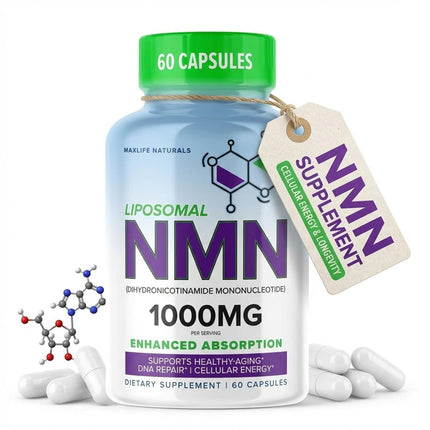 Liposomal NMN 1000mg – Nicotinamide Mononucleotide Supplement – NAD+ Precursor for Cellular Energy, DNA Repair, & Healthy Aging Support – 99% High Purity Shelf Stablized, 60 Capsules