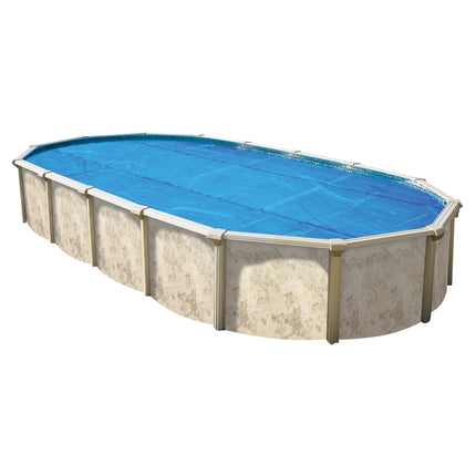In The Swim 18' x 33' Standard Blue Oval Solar Pool Cover 8 Mil for Solar Heating Above Ground Pools and Inground Pools