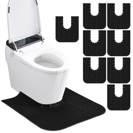 Yudlto 8 Pack U Shaped Toilet Mats Washable Absorbent Non Slip Bathroom