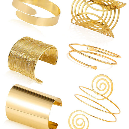 COLOYAN 6Pcs Gold Upper Arm Cuff Bangle Bracelet Set For Women
