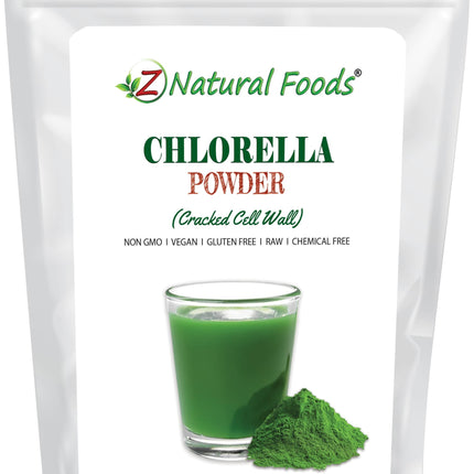 Z Natural Foods Chlorella Powder, Cracked Cell Wall Plant Protein, Blue Green Algae Superfood Powder, Perfect for Smoothies, Drinks, Recipes, Raw, Non GMO, Gluten Free, Vegan, 1 lb