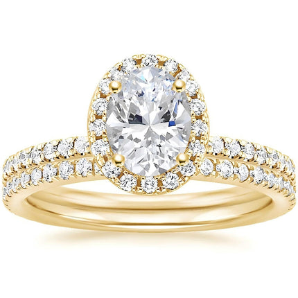 EAMTI Wedding Ring Set for Women Oval Cut Travel Engagement Rings Size 7