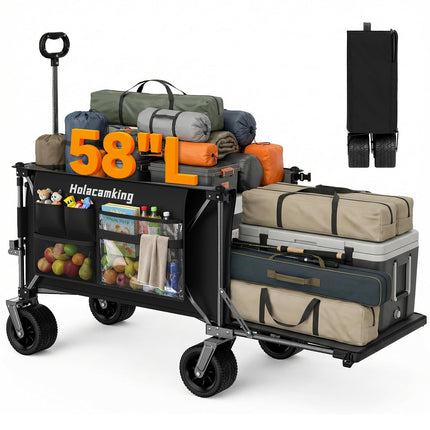 Holacamking 58" L Extender Collapsible Wagon, Extra Long with Tailgate