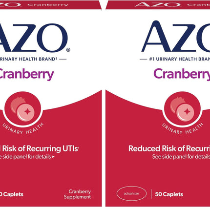 AZO Cranberry Pills for Urinary Tract Health for Women and Men, Adult Cranberry Supplement, Sugar-Free, Non-GMO, 50 Count (Pack of 2)