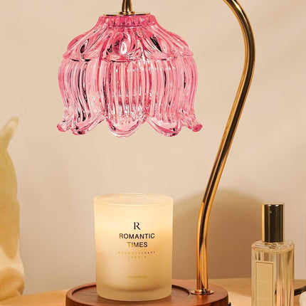 Funistree Flower Candle Warmer Lamp with Timer, Dimmable Candle Lamp Warmer, Christmas Birthday Gifts for Women Mom Her, Housewarming Home Decor, Lotus Wax Warmer for Yankee Candles - Pink Lily
