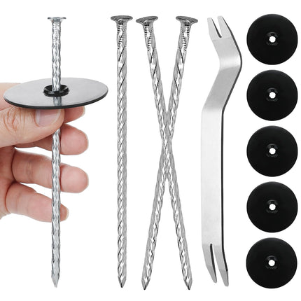 50 Sets Landscape Fabric Stakes with Gaskets 8 Inch Galvanized Spiral Turf Nails for Artificial Grass Garden Landscaping Staples Spikes for Weed Barrier Lawn Edging Tents