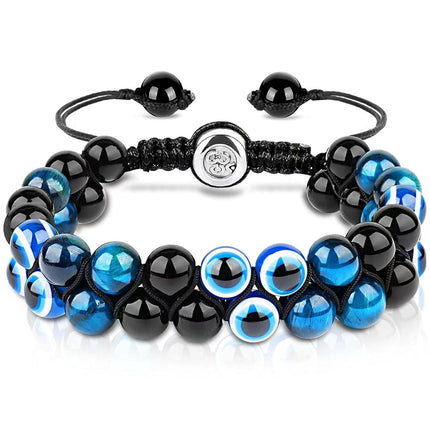 chyuuie Evil Eye Bracelets for Men Women - Triple Protection Bracelet