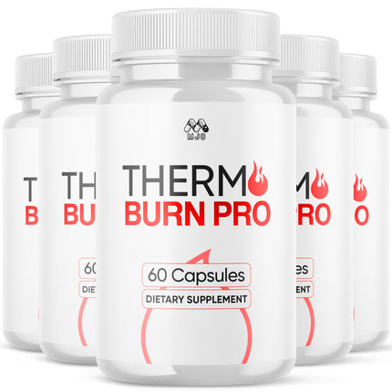 (5 Pack) Thermo Burn Pro Capsules, Official Thermoburn Pro Pills with Natural Ingredients, Maximum Strength ThermoburnPro with Premium Vitamins Supporting Wellness & Health Naturally (300 Capsules)