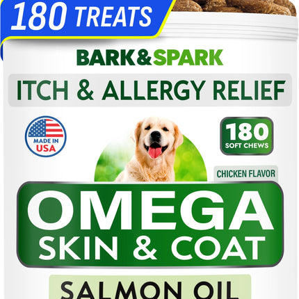BARK&SPARK Omega 3 for Dogs, Fish Oil Skin & Coat, Itch&Allergy Support
