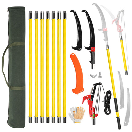Outvita 30 Feet Extendable Manual Pole Saw Tree Pruner, Yellow