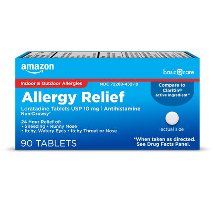 Amazon Basic Care Allergy Relief Loratadine Tablets 10 mg, 90 Count