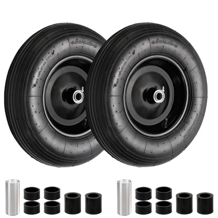 RRQ 4.80/4.00-8 Tire and Wheel, 16" Pneumatic Wheelbarrow Tires, 2 Pack