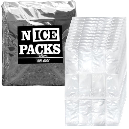 Nice Packs Reusable Dry Ice Packs for Coolers, Flexible Long Lasting Freezer Packs for Lunch Boxes, Shipping Frozen Food (10 Large Sheets)