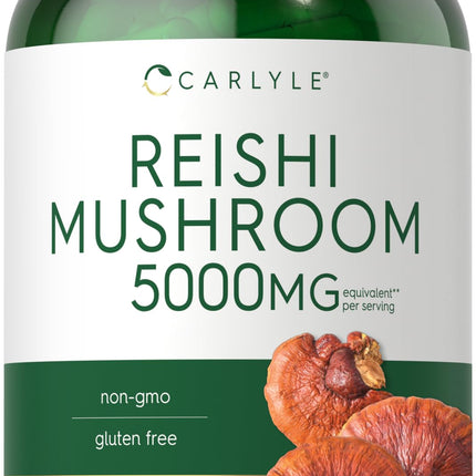 Carlyle Reishi Mushroom Supplement | 300 Capsules | Non-GMO, Gluten Free Reishi Mushroom Extract