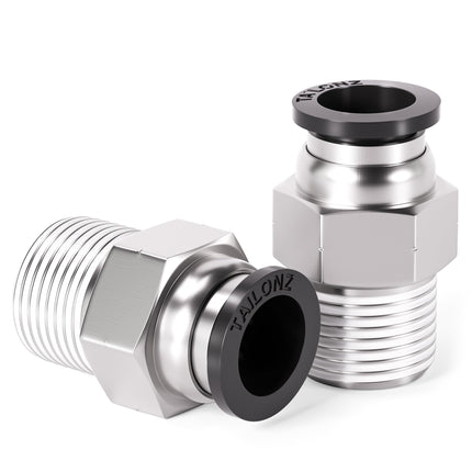 TAILONZ 1/4" Tube OD x 1/4" MNPT Straight Push to Connect Fitting 10Pcs