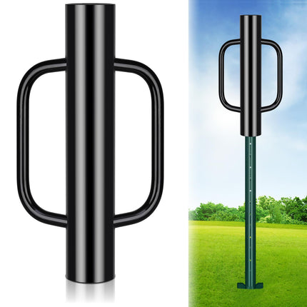 Gtongoko 12LB T Post Driver with Handles Heavy Duty Fence Post Driver Post Pounder for T-Posts，U Channel，Metal Post and Sign Post Pole Driver Tool,17 Inch Black