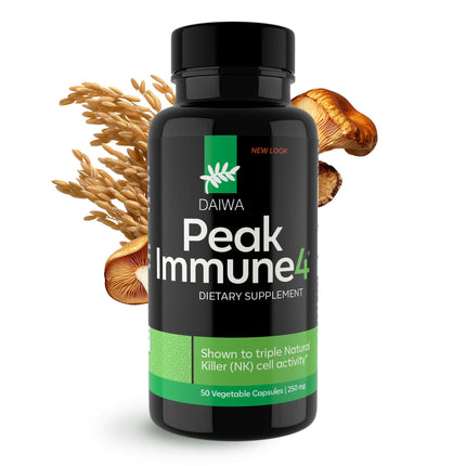 Daiwa PeakImmune4® – Immune Support Supplement for Adults with Rice Bran Arabinoxylan Compound (RBAC) and Enzyme from Shiitake Mushroom – 50 Capsules