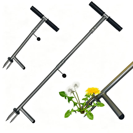 OUTUQ Stand-Up Weed Puller Tool - Stainless Steel with Ergonomic Handle & Foot Pedal