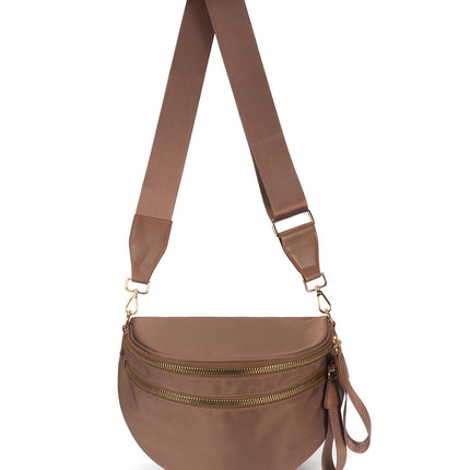 Spacious Nylon Crossbody Bag Bum Bag Handbags Wallets Purses Trendy Shoulder Bag for Women (brown)