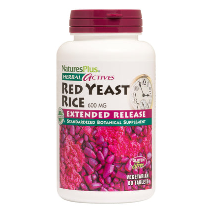NaturesPlus Herbal Actives Red Yeast Rice Extended Release 600 mg - 60 Tablets, Pack of 3 - Supports General Well-Being - Vegetarian, Gluten Free - 180 Total Servings