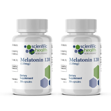 Scientific Health Solutions Melatonin 120mg | Single-Dose Melatonin in Easy-to-Swallow Capsules | Vegan, Non-GMO & Gluten-Free | US-Made Extra Strength (2-Pack)