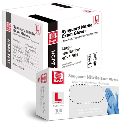 Jointown Basic Medical Blue Nitrile Exam Gloves - Latex-Free & Powder-Free - NGPF7003 (Case of 1,000), Large