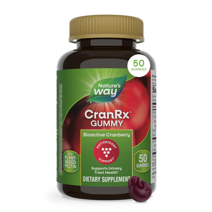 Nature's Way CranRx Cranberry Gummies, Urinary Tract Health and Antioxidant Support,* with Vitamin C, D-Mannose, Bioactive Cranberry Fruit Dietary Supplement, Berry Flavor, 50 Gummies