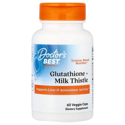 Doctor's BEST Glutathione + Milk Thistle Supplement - Supports Liver Health & Antioxidant Activity for Women & Men, Comprehensive Formula, Non-GMO, Gluten Free, Soy Free, Vegan - 60 Veg Caps