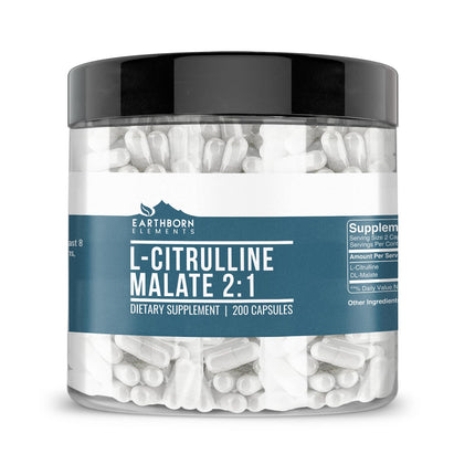 Earthborn Elements L-Citrulline DL-Malate 2:1, 200 Capsules, Pure & Undiluted, No Additives