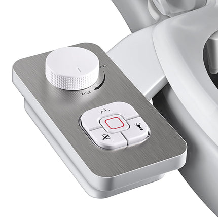 SAMODRA Bidet Attachment, Non-Electric Cold Water Bidet Toilet Seat Attachment with Pressure Controls, Retractable Self-Cleaning Dual Nozzles for Frontal & Rear Wash - Brushed Nickel